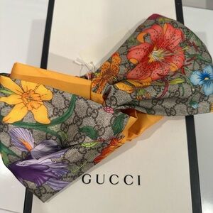 Gucci Multicolor Floral Headband with Orange Accent